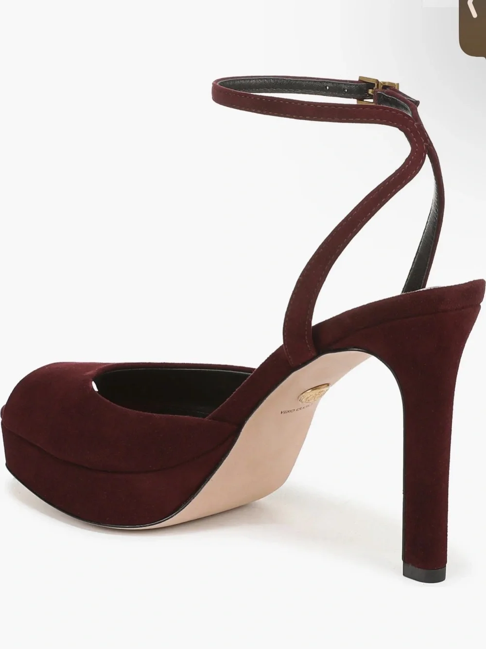 Veronica Beard Brianne Raisin Suede Platform Peep-Toe Ankle-Strap Heels NEW BOX